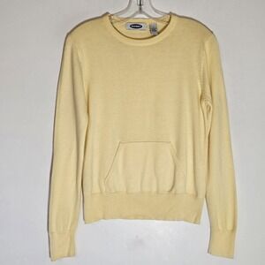 VTG Old Navy Sweater Womens Medium Pastel Yellow Pullover Pocket Fairycore Y2K